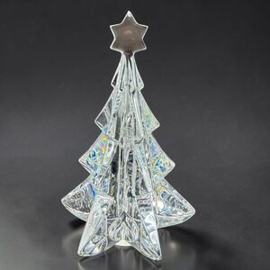 Baccarat Crystal Meribel Christmas Tree Figurine Fir Star Topper France Signed